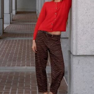 Zara Brown Animal Print Barrel Pant